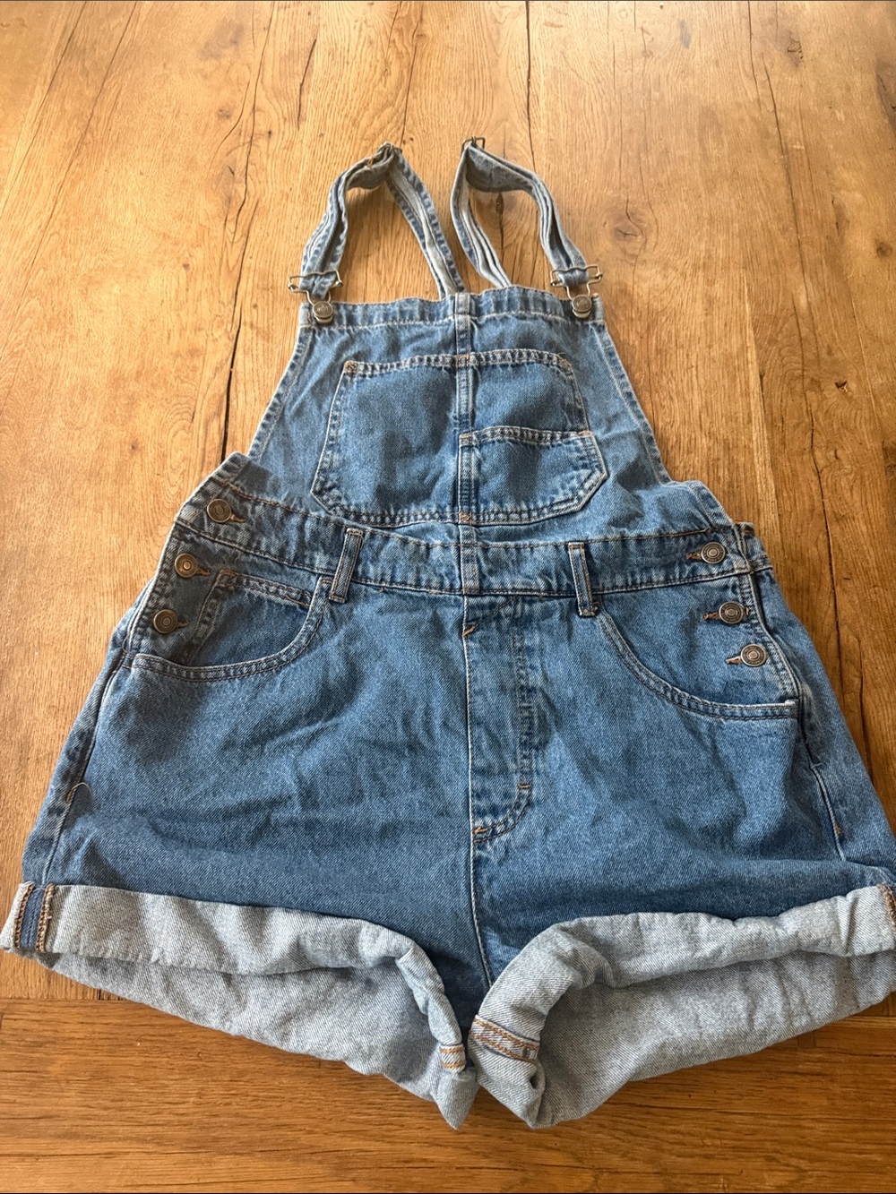 Free People We The Free Ziggy Blue Denim Short Overalls Size Medium